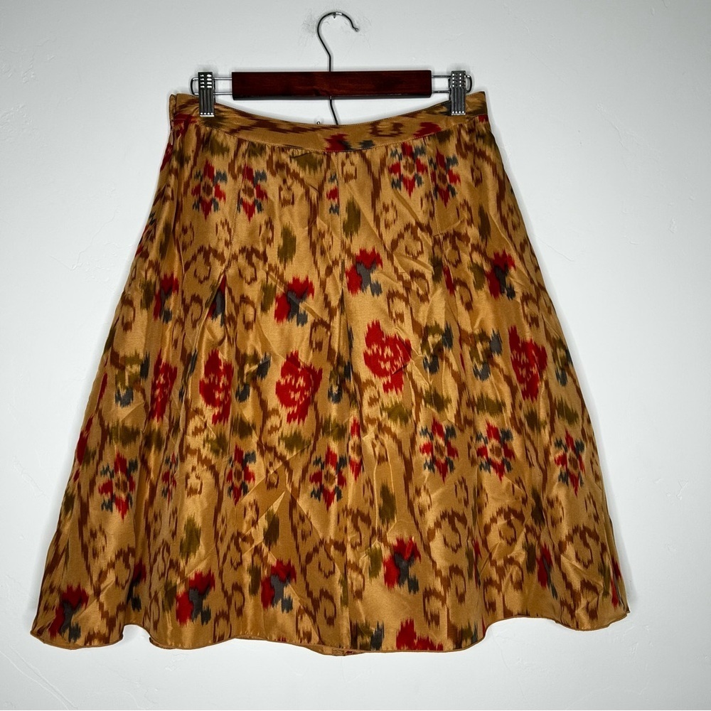 NWT J Jill Floral Ikat Silk A Line Skirt Size 8 Petite Spring Holiday Office - Picture 2 of 13